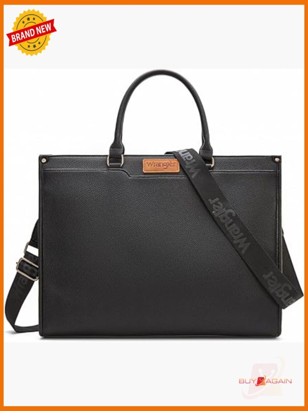 Laptop Tote Bag, Waterproof Synthetic Leather, Padded Compartment, Crossbody